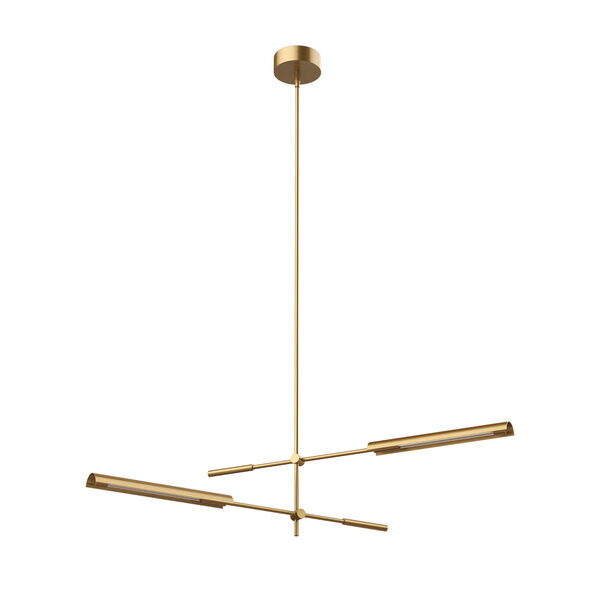 Astrid Vintage Brass Two-Light Integrated LED Pendant with Metal Shade, image 1