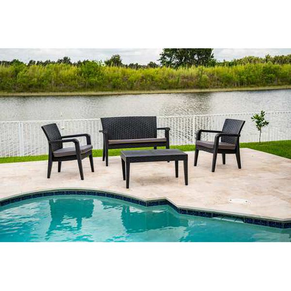 Alaska Anthracite Fabric Four-Piece Outdoor Seating Set with Cushion, image 4