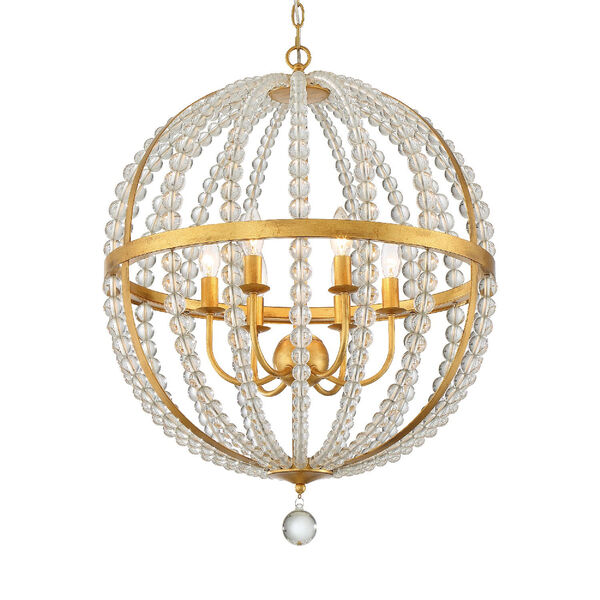 Roxy Antique Gold 22-Inch Six-Light Chandelier, image 1