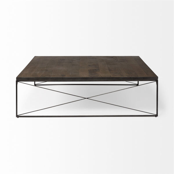 Trestman I Dark Brown and Black Square Wood Top Coffee Table, image 4