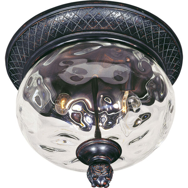 Carriage House Oriental Bronze Two-Light Outdoor Ceiling Mount with Water Glass, image 1