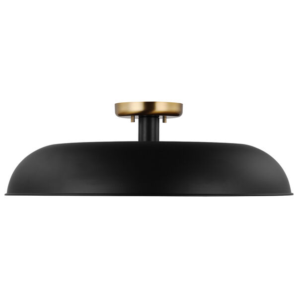 Colony Matte Black and Burnished Brass 24-Inch One-Light Semi Flush Mount, image 3