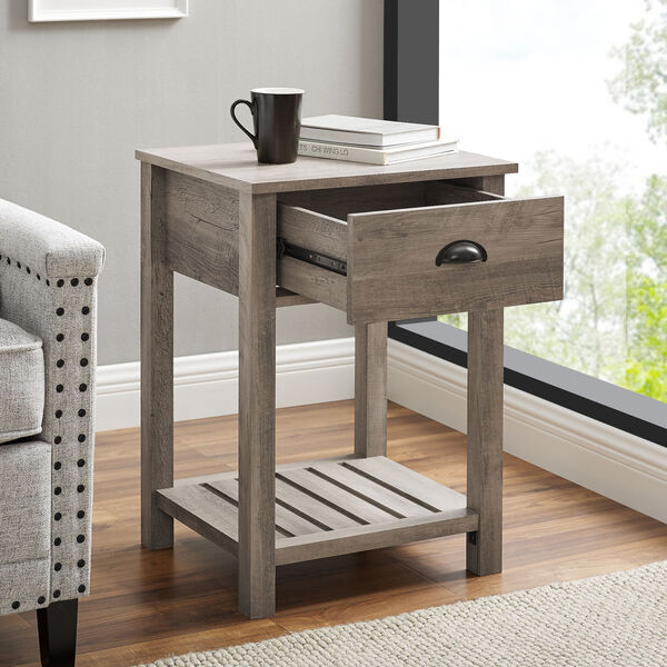 Gray Single Drawer Side Table, image 3