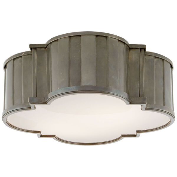 Tilden Large Flush Mount in Antique Nickel with White Glass by Thomas O'Brien, image 1
