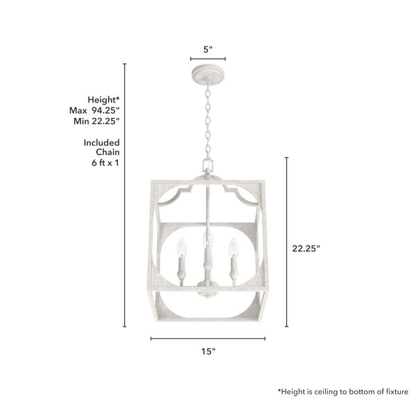 Highland Hill Distressed White 15-Inch Four-Light Pendant, image 4