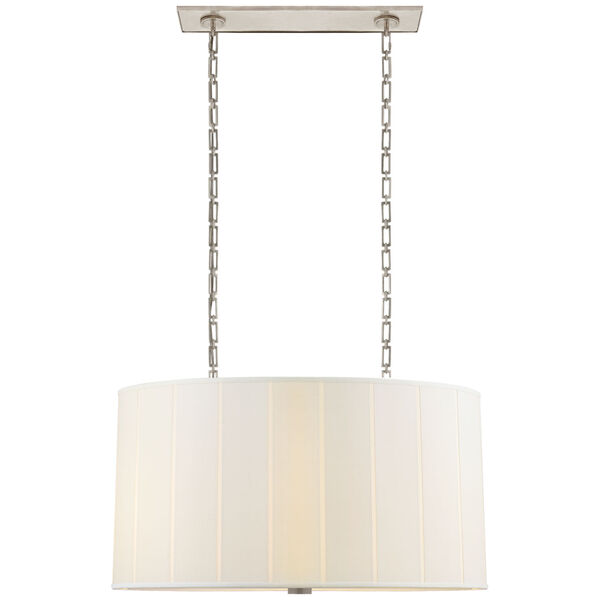 Perfect Pleat Oval Hanging Shade in Soft Silver with Silk Shade by Barbara Barry, image 1