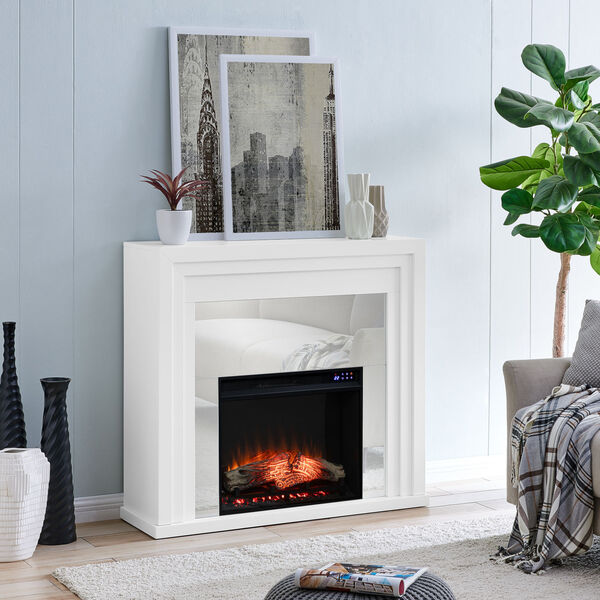 Stadderly White Mirrored Electric Fireplace, image 4