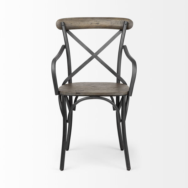 Etienne II Gray and Brown Solid Wood Dining Chair, image 2
