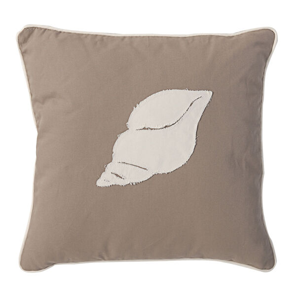 Sandy Brown And White Conch Shell Pillow, image 1