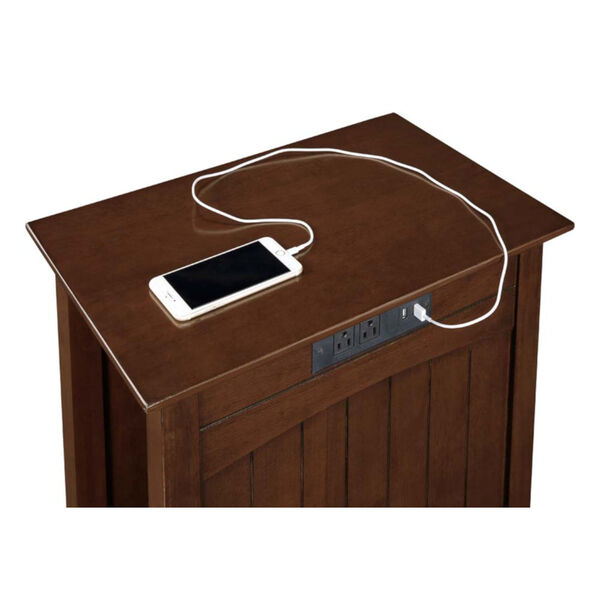 Edison Espresso 24-Inch End Table with Charging Station, image 4