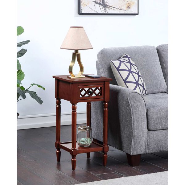 Khloe French Country Mahogany Deluxe One Drawer End Table with Shelf, image 2