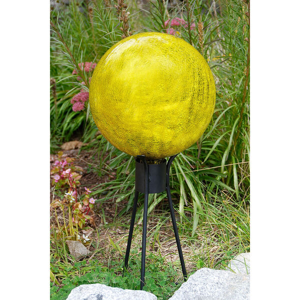 Gazing Globe 10 Inch Lemon Drop Crackle, image 4