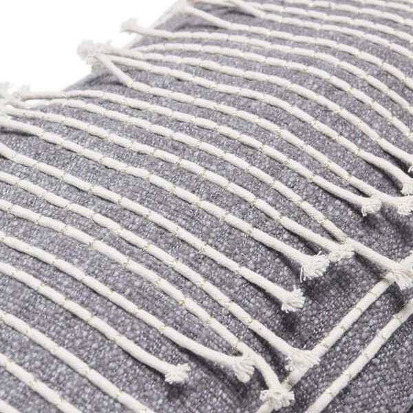 Gray Cotton Lumbar 24 x12-Inch Pillow, image 2