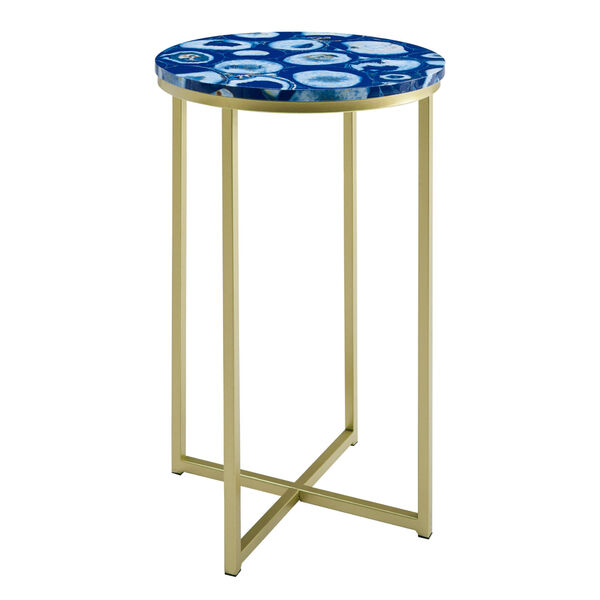 Melissa Blue and Gold Round Glam Side Table, image 1