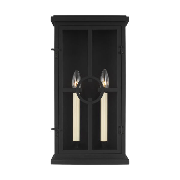 Belleville Textured Black Two-Light Six-Inch Outdoor Wall Lantern, image 1