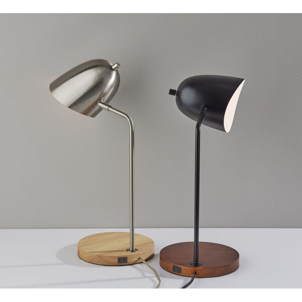 Jude Brushed Steel and Natural One-Light Desk Lamp, image 4