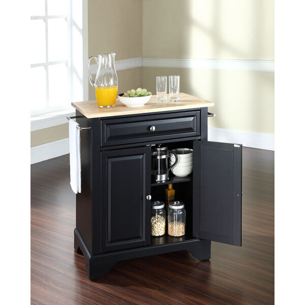 LaFayette Natural Wood Top Portable Kitchen Island in Black Finish, image 4