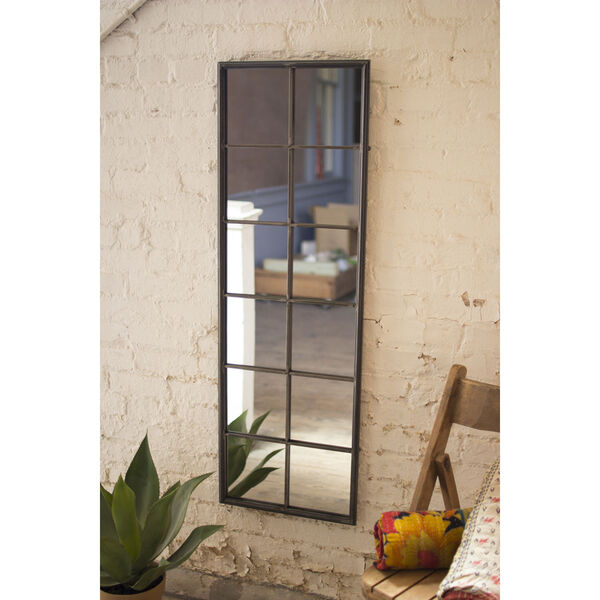 Antique Galvanized 16-Inch Metal Framed Wall Mirror, image 1