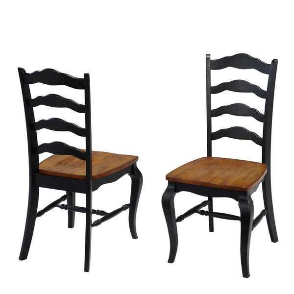 The French Countryside Oak and Rubbed Black Dining Chair, Set of 2, image 1
