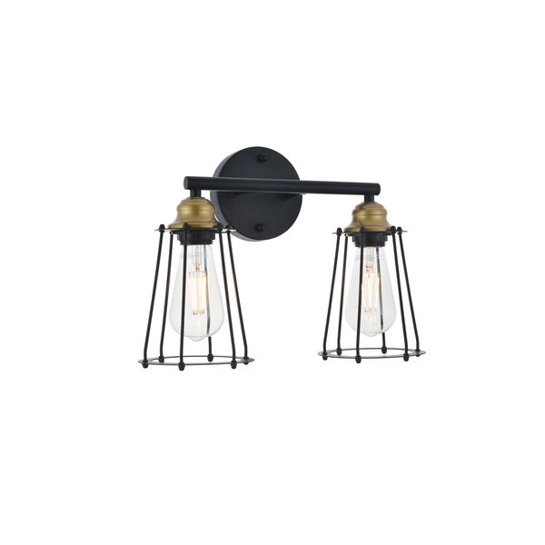 Auspice Brass and Black Two-Light Wall Sconce, image 6