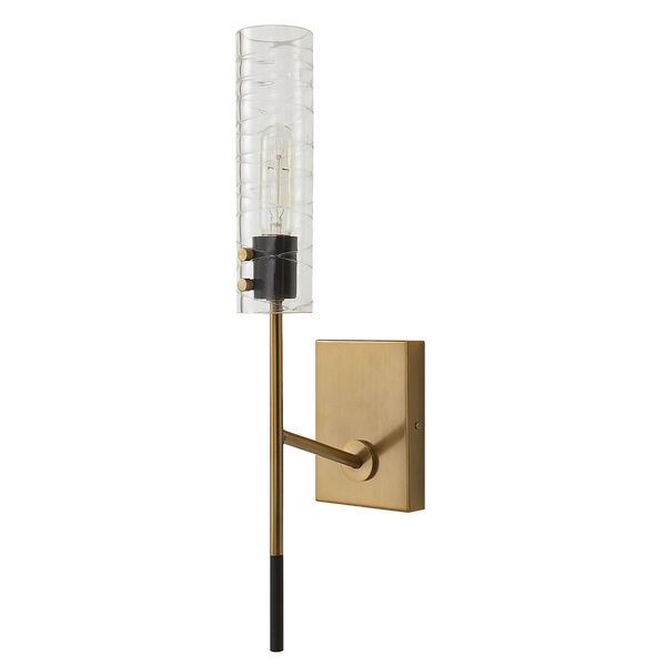 Telesto Textured Black and Antique Brass One-Light Wall Sconce, image 4