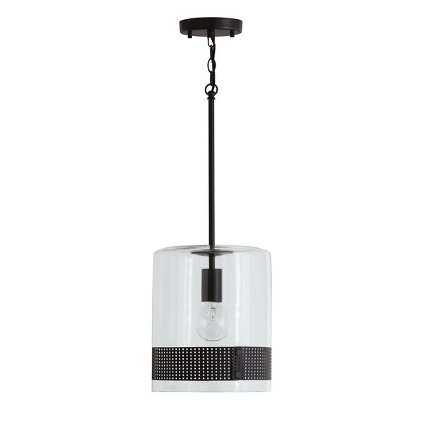 Matte Black One-Light 10-Inch Mini Pendant with Clear Glass, image 1