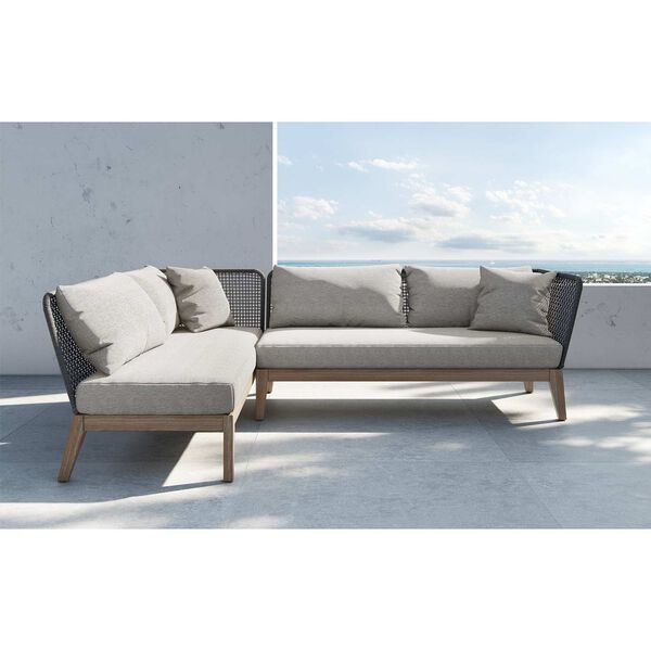 Maui Feather Gray Fabric Left-Facing Two-Piece Sectional Sofa, image 3