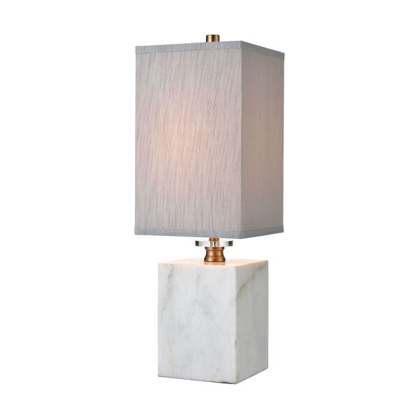Stand White Marble and Clear Crystal One-Light Table Lamp, image 1