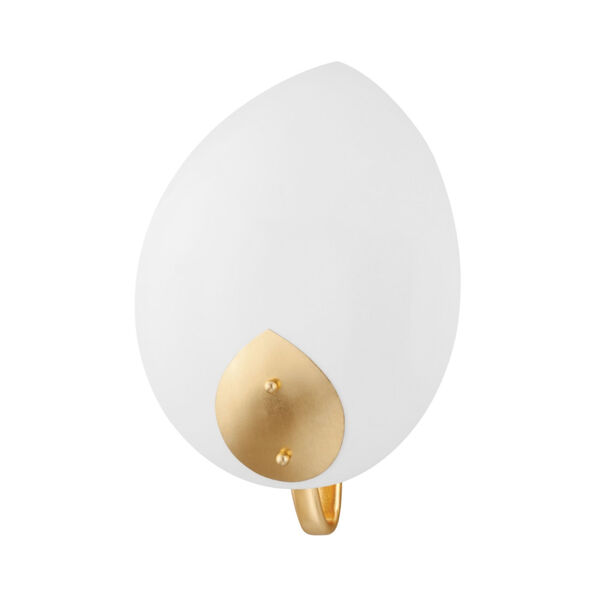 Lotus Gold Leaf and White One-Light Wall Sconce, image 1