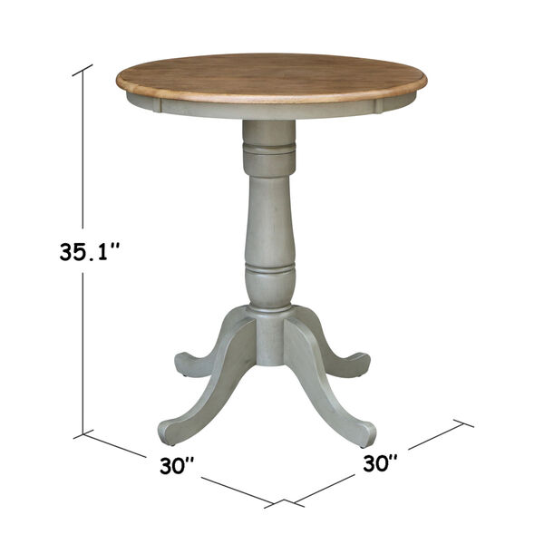 Hickory and Stone 30-Inch Width x 35-Inch Height Round Top Counter Height Pedestal Table, image 3