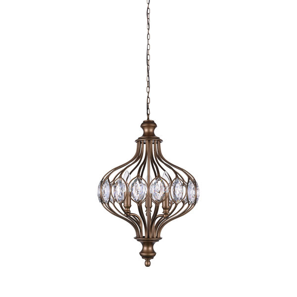 Altair Antique Bronze Six-Light Chandelier with K9 Clear Crystal, image 1
