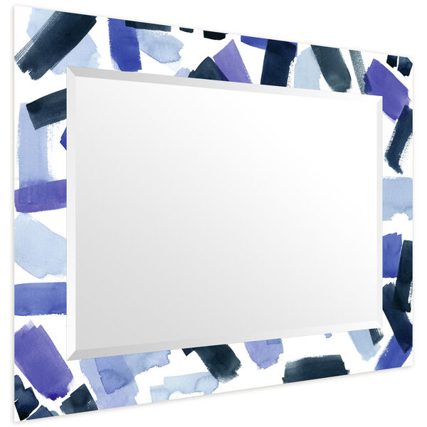 Cerulean Strokes Blue 40 x 30-Inch Rectangular Beveled Wall Mirror, image 4