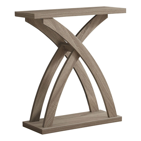 Dark Taupe 12-Inch Console Table with Curved Cross Legs, image 1
