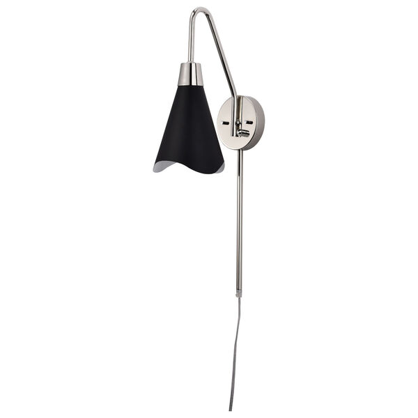 Tango Matte Black and Polished Nickel One-Light Wall Sconce, image 1