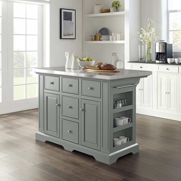 Julia Gray Stainless Steel Stainless Steel Top Kitchen Island, image 1