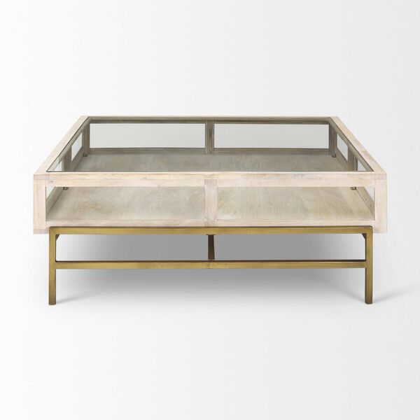 Arelius White and Gold Square Display Coffee Table, image 3