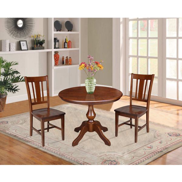 Espresso 30-Inch High Round Top Pedestal Table with Chairs, 3-Piece, image 2