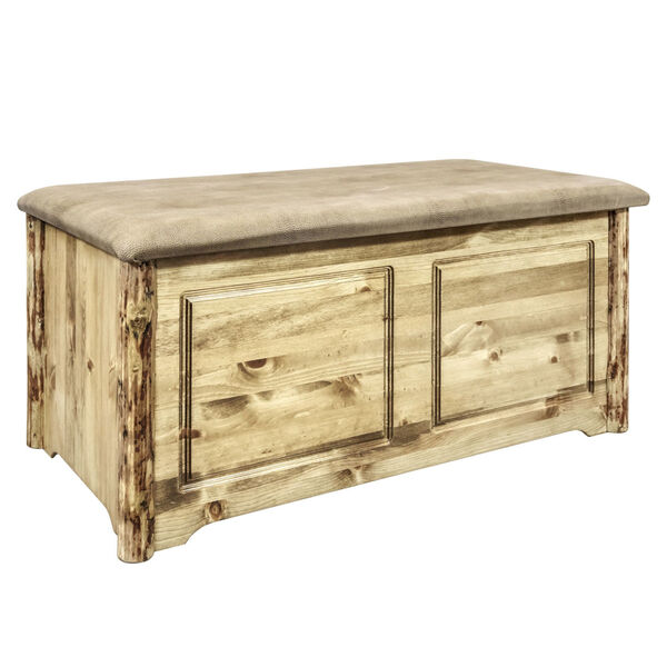 Glacier Country Stain and Lacquer Blanket Chest with Buckskin Upholstery, image 1