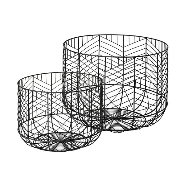 Idris Black Geometric Mesh Bowl, Set of Two, image 1