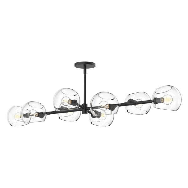 Willow Matte Black Eight-Light Pendant with Clear Glass, image 1