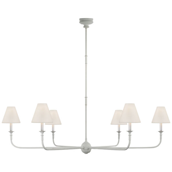 Piaf Grande Chandelier in Plaster White with Linen Shades by Thomas O'Brien, image 1