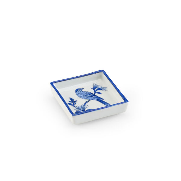 Blue and White Square Bird Tray, image 1