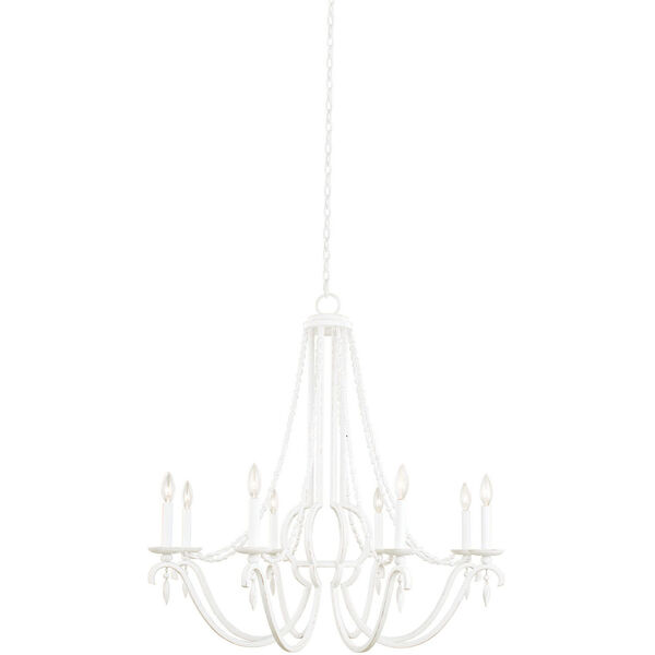 Acadia Distressed White Eight-Light Chandelier, image 1