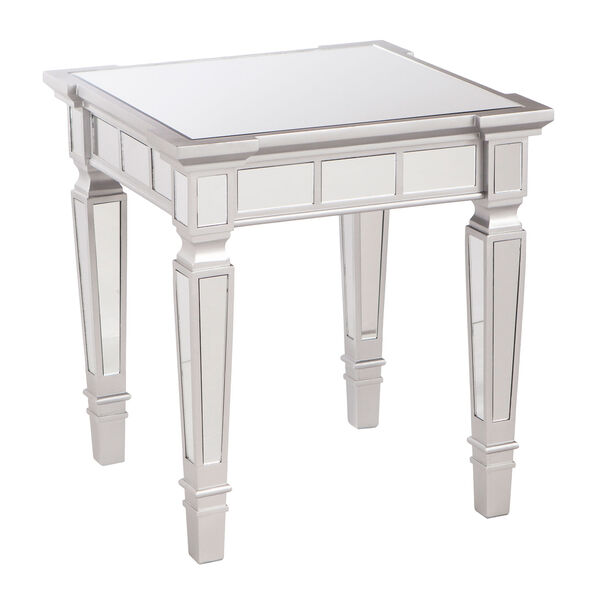 Glenview Glam Matte Silver Mirrored Square End Table, image 4
