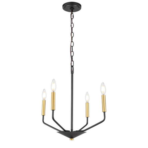 Enzo Black and Brass Four-Light Pendant, image 4
