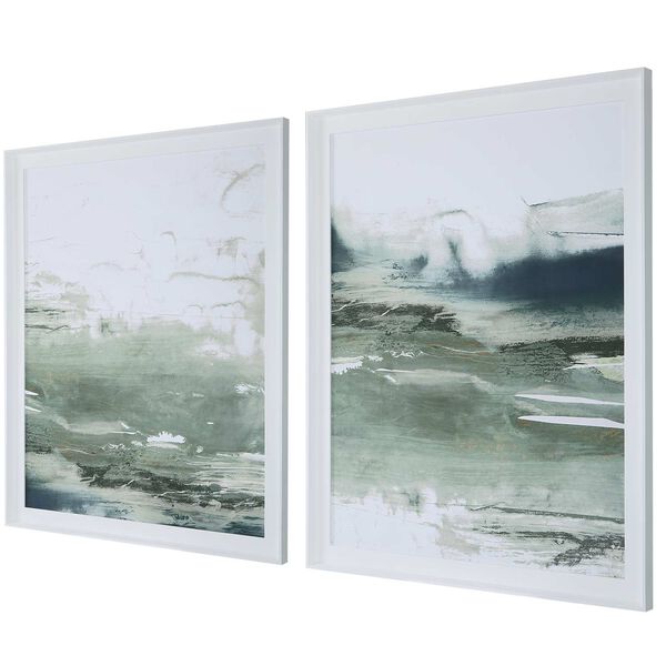Emerald Daze Satin White Frame Abstract Prints, Set of 2, image 4