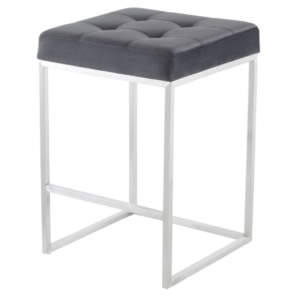 Chi Tarnished Silver and Stainless Steel Counter Stool, image 1