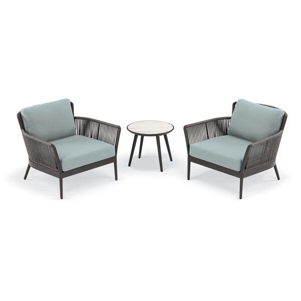 Nette Carbon and Seafoam Outdoor Club Chair and Table Set, 3-Piece, image 1