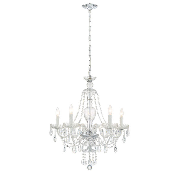 Candace Polished Chrome  25-Inch Five-Light Hand Cut Crystal Chandelier, image 6