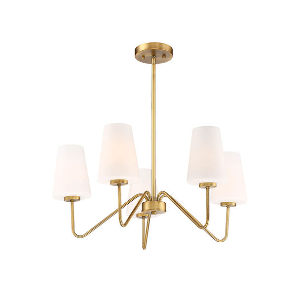 Selby Natural Brass 26-Inch Five-Light Chandelier with White Shades, image 5